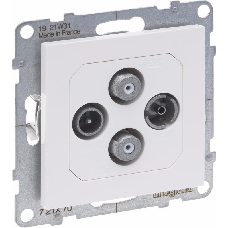 SUNO balts Rozete TV-R-SAT-SAT ar 2 kabeļu ievadiem (STAR)