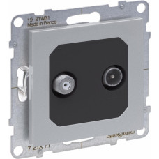 SUNO alumīnija Rozete TV-SAT ar 2 kabeļu ievadiem. (STAR)