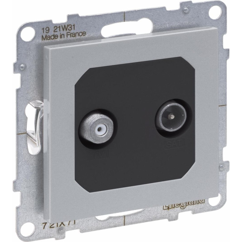 SUNO alumīnija Rozete TV-SAT ar 2 kabeļu ievadiem. (STAR)