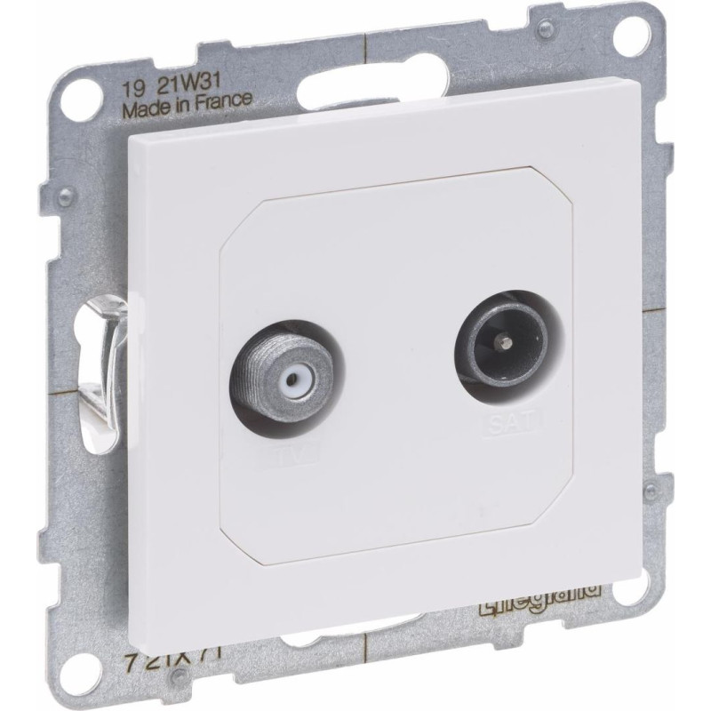 SUNO balts Rozete TV-SAT ar 2 kabeļu ievadiem. (STAR)