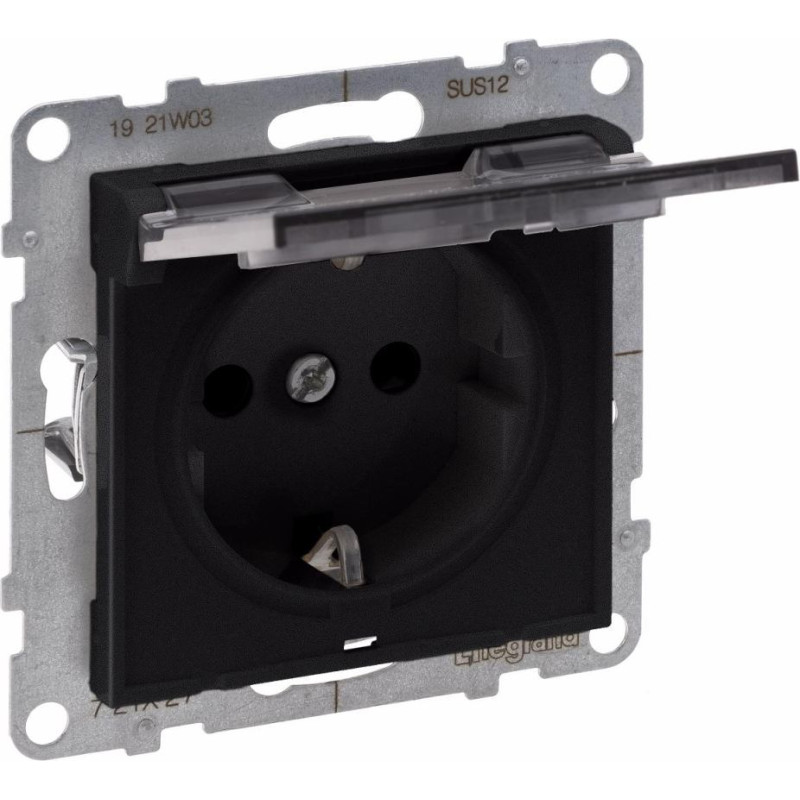 SUNO melns Rozete, 2P+E ar bērnu aizsardzību, ar vāciņu IP21