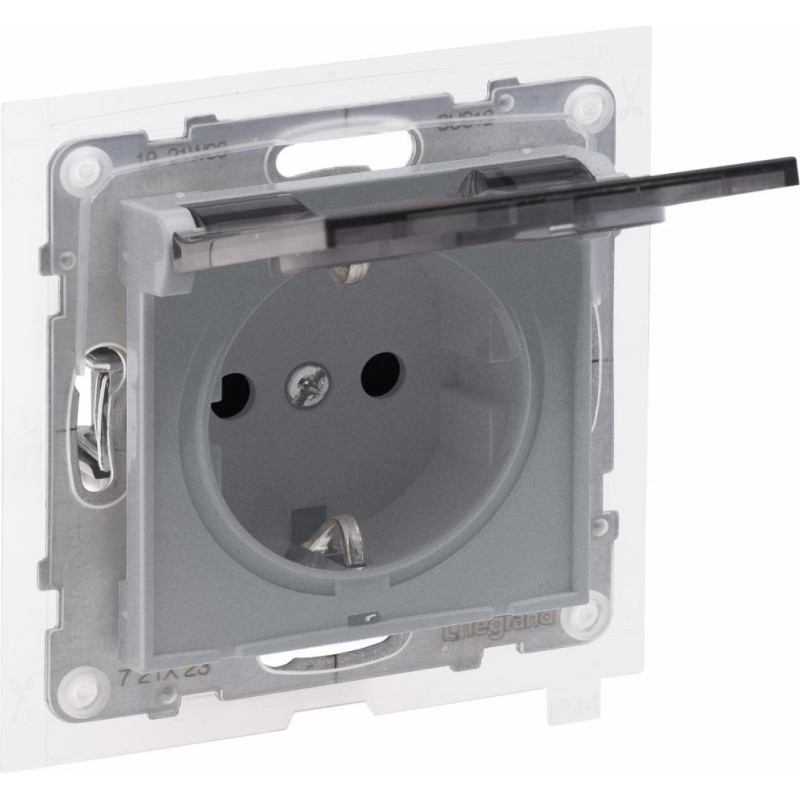 SUNO alumīnija Rozete, 2P+E ar bērnu aizsardzību, ar vāciņu IP44