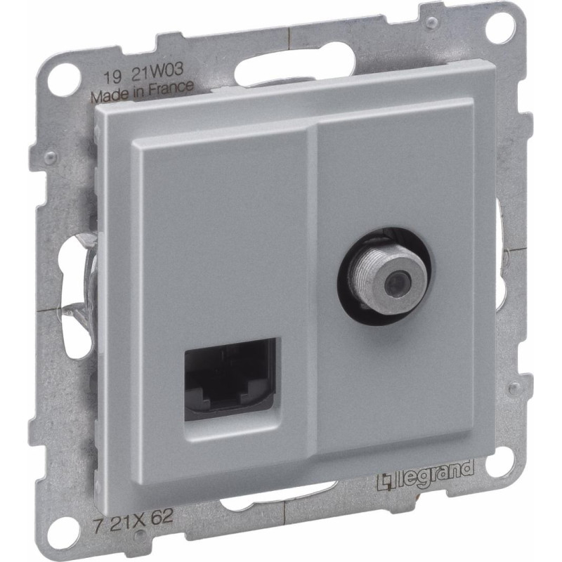 SUNO alumīnija Rozete RJ45 (UTP6) + TV/SAT (F)