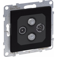 SUNO melns Rozete TV-R-SAT-SAT ar 2 kabeļu ievadiem (STAR)