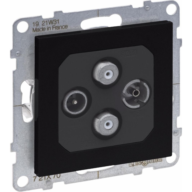 SUNO melns Rozete TV-R-SAT-SAT ar 2 kabeļu ievadiem (STAR)