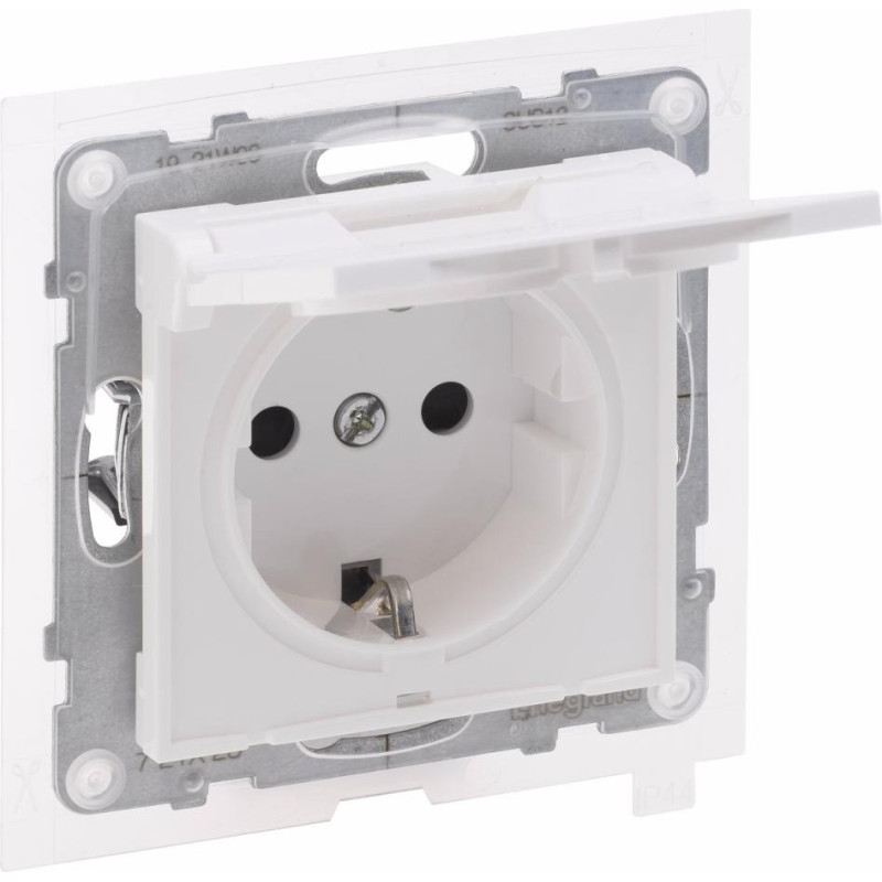 SUNO balts Rozete, 2P+E ar bērnu aizsardzību, ar vāciņu IP44