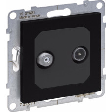 SUNO melns Rozete TV-SAT ar 2 kabeļu ievadiem. (STAR)