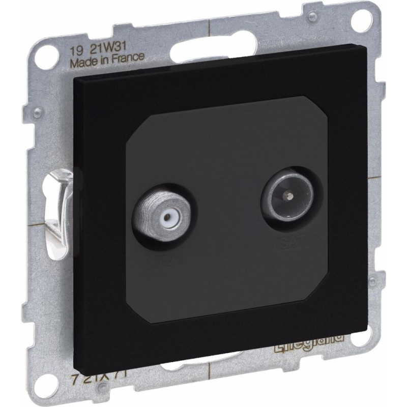 SUNO melns Rozete TV-SAT ar 2 kabeļu ievadiem. (STAR)