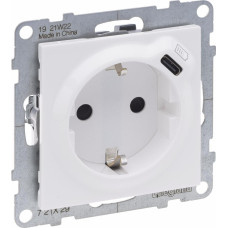 SUNO balts Rozete, 2P+E ar bērnu aizsardzību + USB Type C