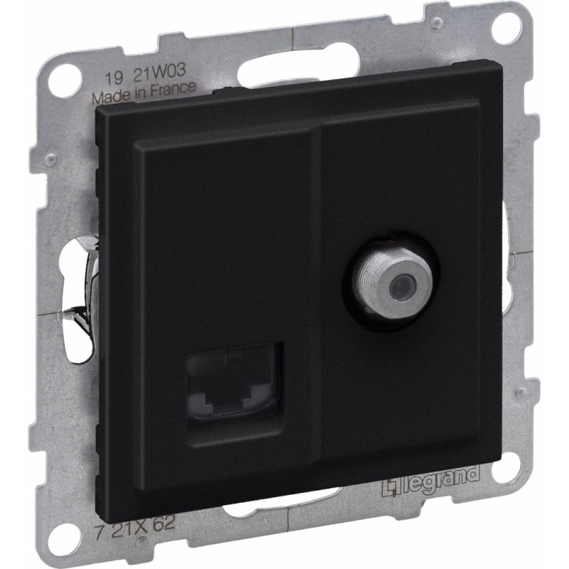 SUNO melns Rozete RJ45 (UTP6) + TV/SAT (F)