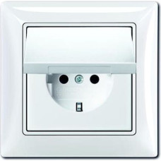 Basic55 balts Rozete 2P+E, ar vāciņu un rāmi IP44