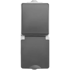 ION Industries Pelēka  Kombinēta Rozete un Pārslēdzis vertikāls IP55