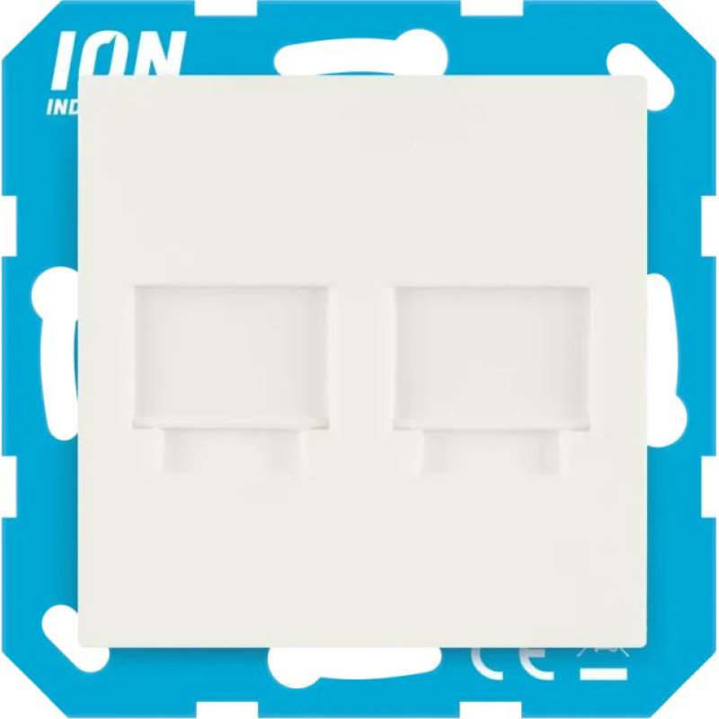 ION Industries V1/J1/D1 Balta matēta Centrālā plate Modulāriem konektoriem 2 vietīga