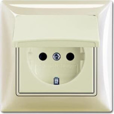 Basic55 bēšs Rozete 2P+E, ar vāciņu un rāmi IP44