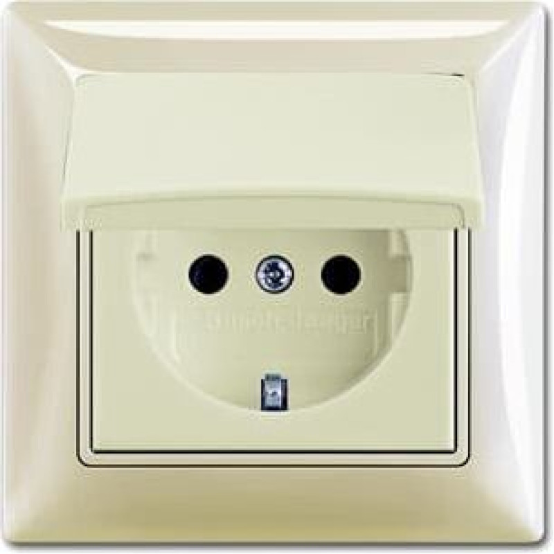 Basic55 bēšs Rozete 2P+E, ar vāciņu un rāmi IP44