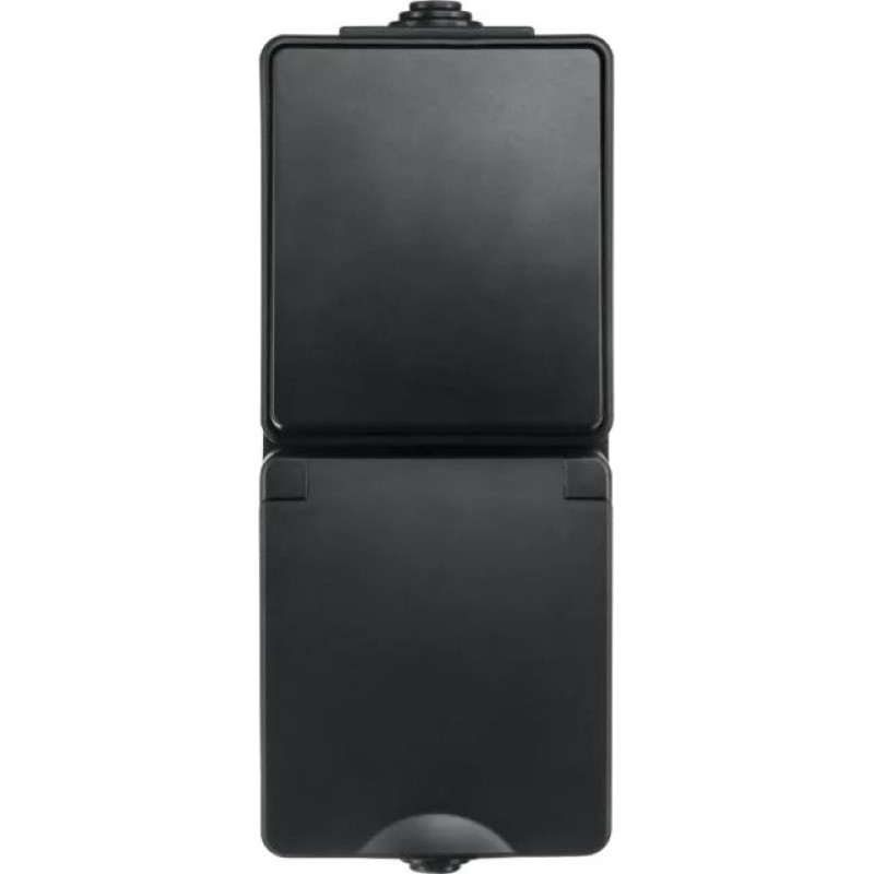 ION Industries Melna Kombinēta Rozete un Pārslēdzis vertikāls IP55