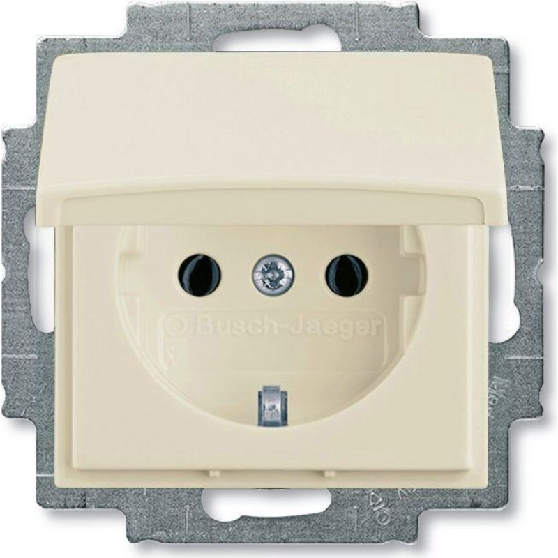 Basic55 bēšs Rozete 2P+E, ar bērnu aizsardzību, ar vāciņu IP20