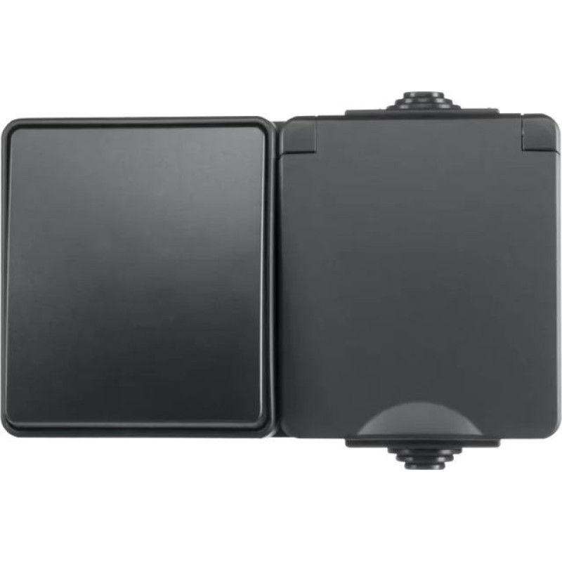 ION Industries Melna Kombinēta Rozete un Pārslēdzis IP55