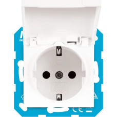 ION Industries E1 Balta Rozete 2P+E ar vāku IP44 un bērnu aizsardzību