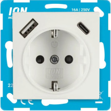 ION Industries E1 Balta matēts Rozete 2P+E USB A + USB C ar bērnu aizsardzību