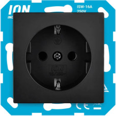 ION Industries V1/J1/D1 Melna matēta Rozete 2P+E ar bērnu aizsardzību