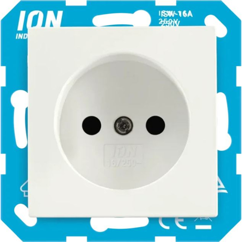 ION Industries E1 Balta matēts Rozete 2P ar bērnu aizsardzību