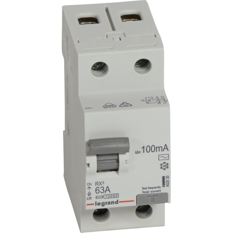 RX3 Noplūdes automāts - 2P - 230 V - 63 A - 100 mA - AC tips