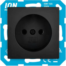 ION Industries V1/J1/D1 Melna matēta Rozete 2P ar bērnu aizsardzību