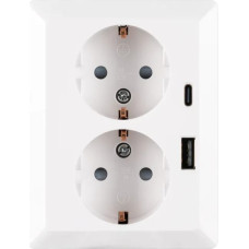 ION Industries Balta Rozete 2P+E 2-vietīga ar USB A + USB C