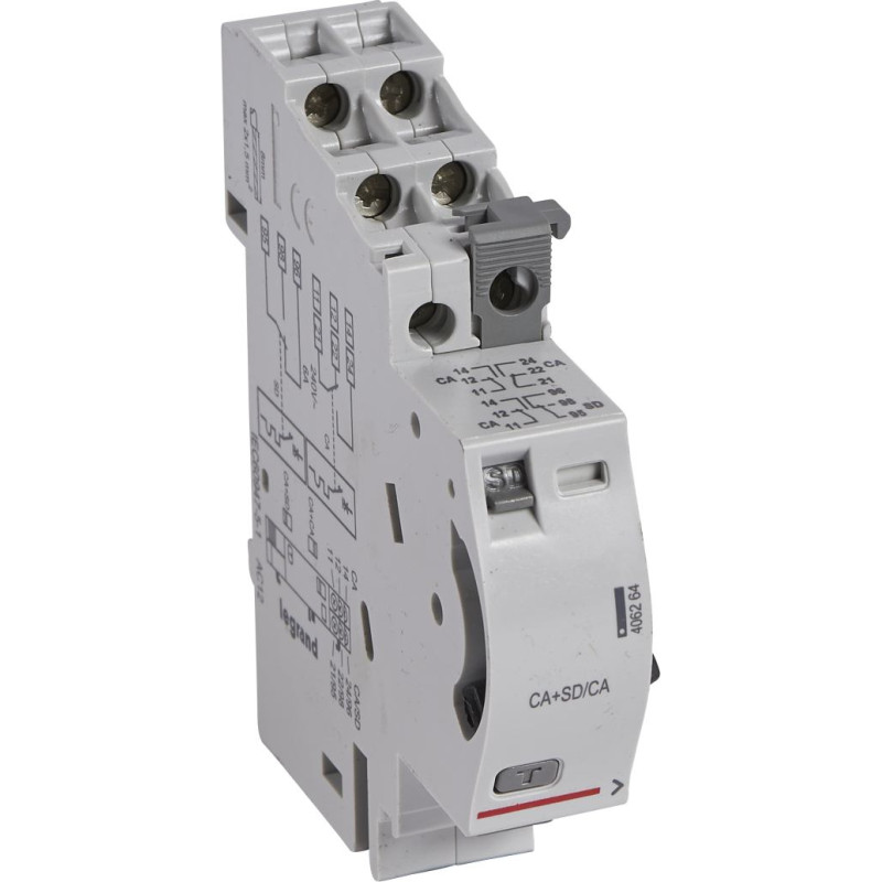 DX3 kombinēts palīgkontakts + bojājuma signalizācijas kontakts vai palīgkontakts + palīgkontakts - 6 A - 250 V~ - 1 modulis