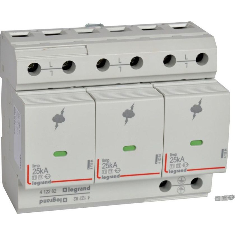 Pārsprieguma aizsardzība - augsta riska līmeņa instalācijām - T1+T2 - Iimp 25 kA/polam - 3P