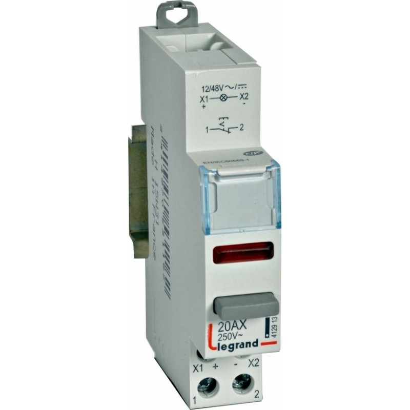 Vadības slēdzis CX3 - 1 NC kontakts ar sarkanu LED indikatoru - 12/48 V AC/DC - 250 V~ - 20 A - 1 modulis