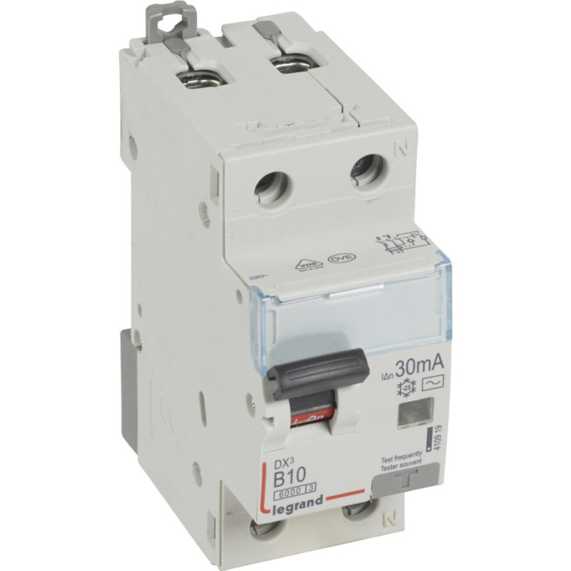 Kombinēts noplūdes automātslēdzis DX3 - 1P+N - B10 - 6kA - 30mA - AC tips