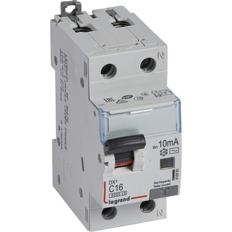Kombinēts noplūdes automātslēdzis DX3 - 1P+N - C16 - 6kA - 10mA - AC tips