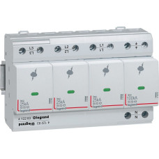 Pārsprieguma aizsardzība - augsta riska līmeņa instalācijām - T1+T2 - Iimp 25 kA/polam - 3P+N, neitrāle pa labi