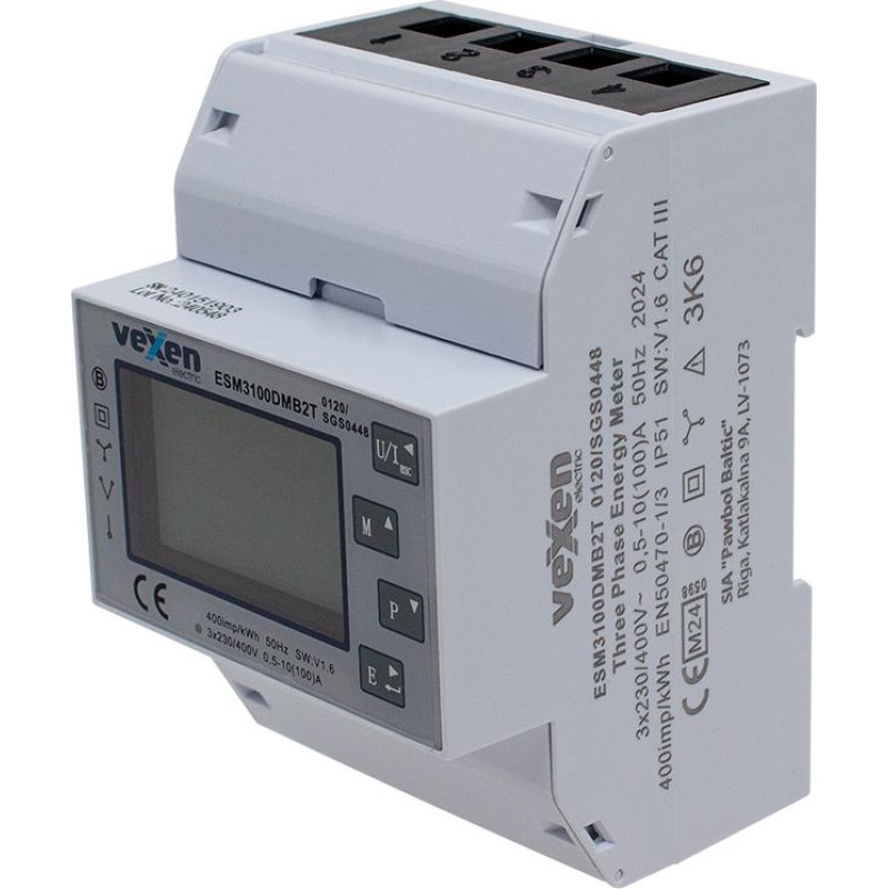 ESM3100DMB2T Trisfāžu divu tarifu elektroenerģijas skaitītājs 100A ar M-bus MID