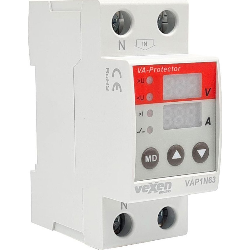 VAP1N63 digitālais vienfažu pārsprieguma un pārslodzes aizsardzības relejs 1LN 63A AC230V