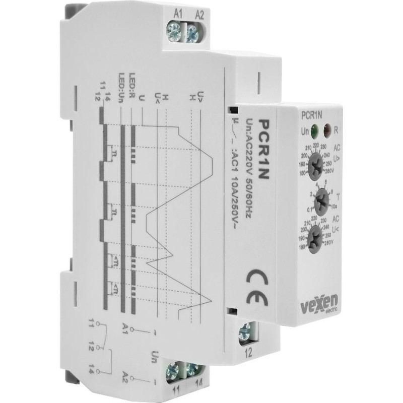 PCR1N vienfāzes sprieguma kontroles relejs 1CO 10A AC230V