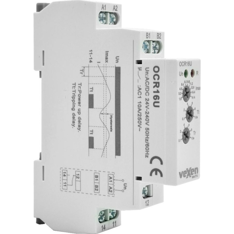OCR16U strāvas kontroles relejs 16A-16A 1CO 10A ACDC 24-240V