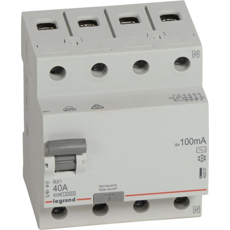 RX3 Noplūdes automāts - 4P - 400 V~ - 40 A - 100 mA - AC tips