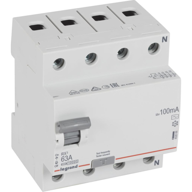 RX3 Noplūdes automāts - 4P - 400 V - 63 A - 100 mA - AC tips