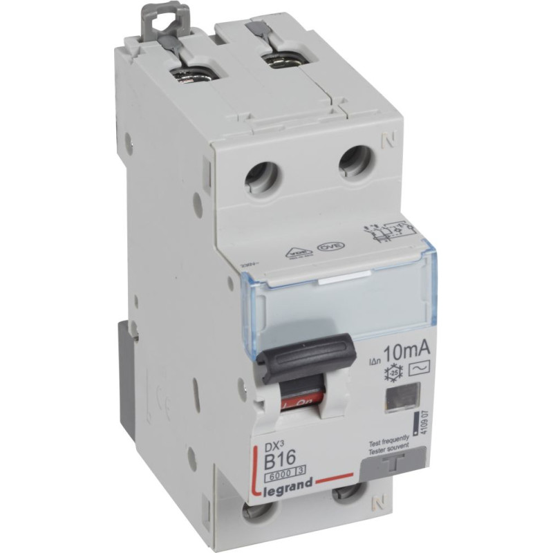 Kombinēts noplūdes automātslēdzis DX3 - 1P+N - B16 - 6kA - 10mA - AC tips