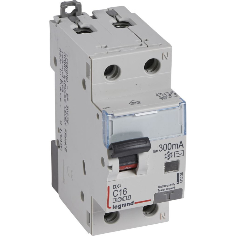 Kombinēts noplūdes automātslēdzis DX3 - 1P+N - C16 - 6kA - 300mA - AC tips