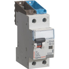 Kombinēts noplūdes automātslēdzis DX3 - 1P+N - 10kA - C32 - 30mA - A tips - N labajā pusē