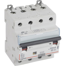 Kombinēts noplūdes automātslēdzis DX3 - 4P - B10 - 6kA - 300mA - A tips