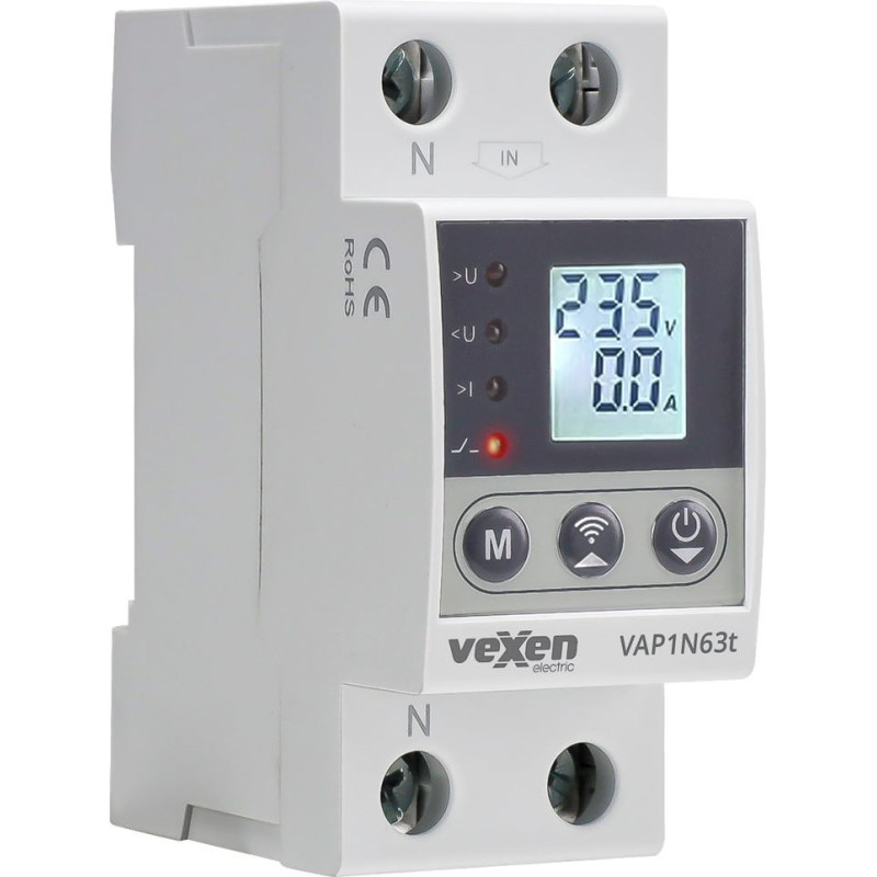 VAP1N63t Digitālais vienfāžu pārsprieguma un pārslodzes aizsardzības relejs WiFi TUYA 1LN 63A AC230V