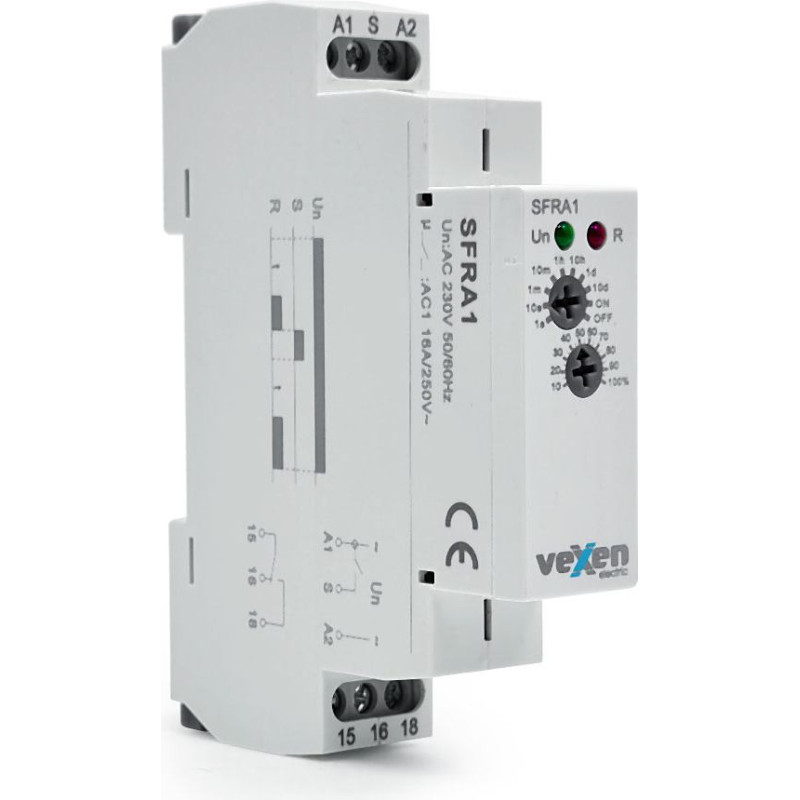 SFRA1 Laika relejs ar aizturi uz ieslegsanu 1CO 16A AC230V