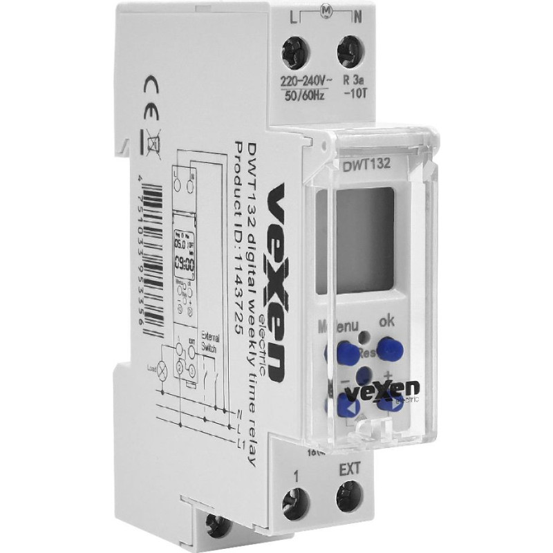 DWT132 Digitālais dienasnedēļas laika relejs 32 prog 1NO 16A AC230V