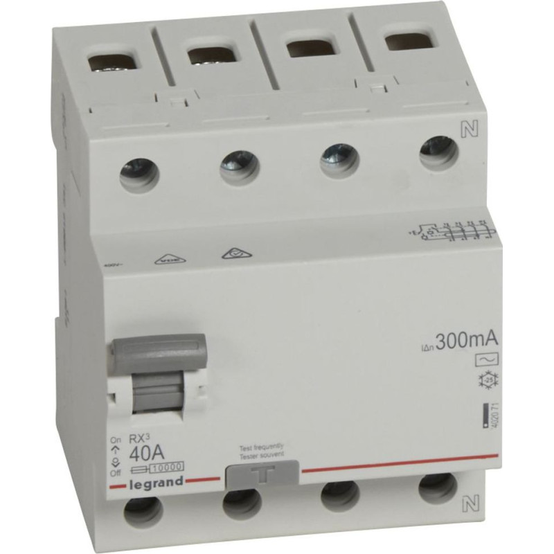 RX3 Noplūdes automāts - 4P - 400 V - 40 A - 300 mA - AC tips