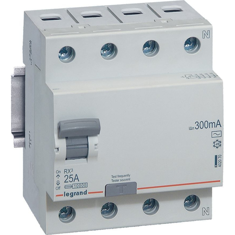 RX3 Noplūdes automāts - 4P - 400 V - 25 A - 300 mA - AC tips